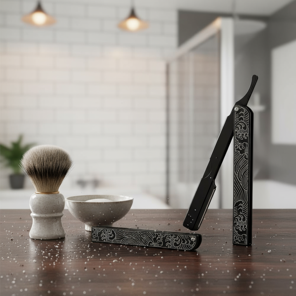 Suporte de Barbeador Dobrável para Homens Profissionais com Lâmina Substituível, Barbeador Manual para Barba, Remoção