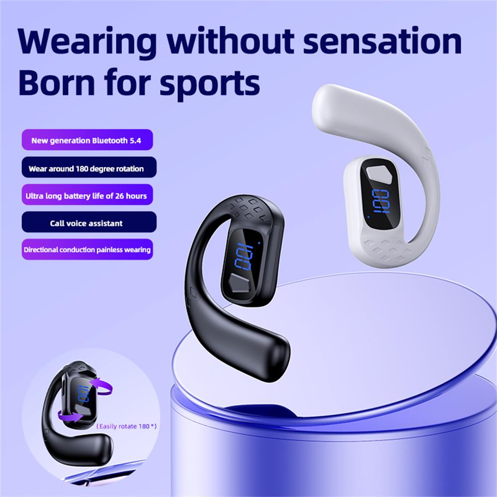 Fones de ouvido T30pro: 180° de rotação, fones de ouvido Bluetooth sem fio, display digital, fone único over-ear,