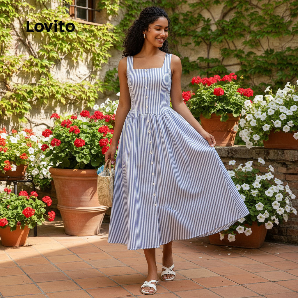 Lovito Vestido Casual Feminino para Primavera e Verão L157LD193 em Oferta na Shopee