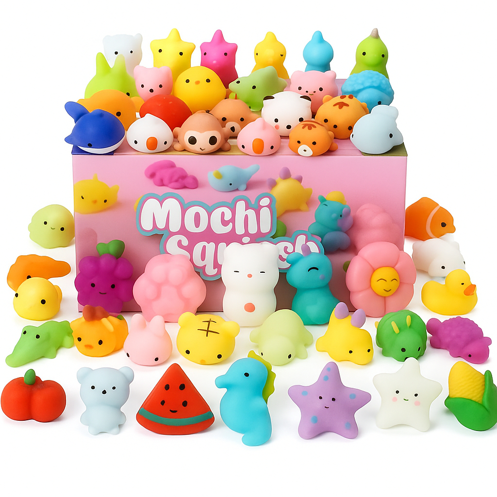 60 peças Conjunto de Brinquedos Squishy Mochi - Brinquedos de Alívio de Estresse Suave para Crianças e Adultos