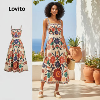 Lovito Vestido Boho com Zíper para Primavera Verão Feminino LBL29256 em Oferta na Shopee