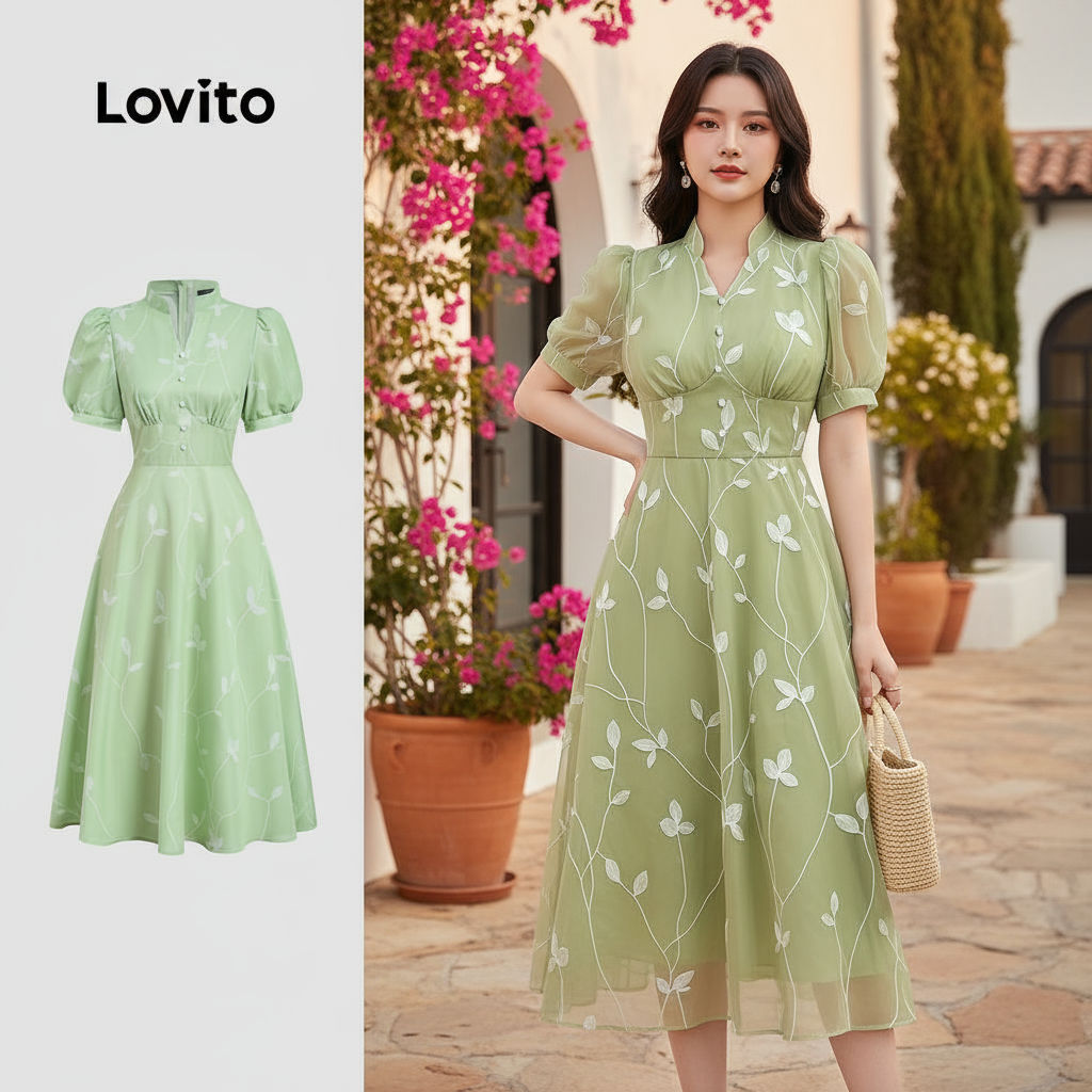 Lovito Vestido Boho Primavera/Verão Verde Feminino L157ED284 em Oferta na Shopee