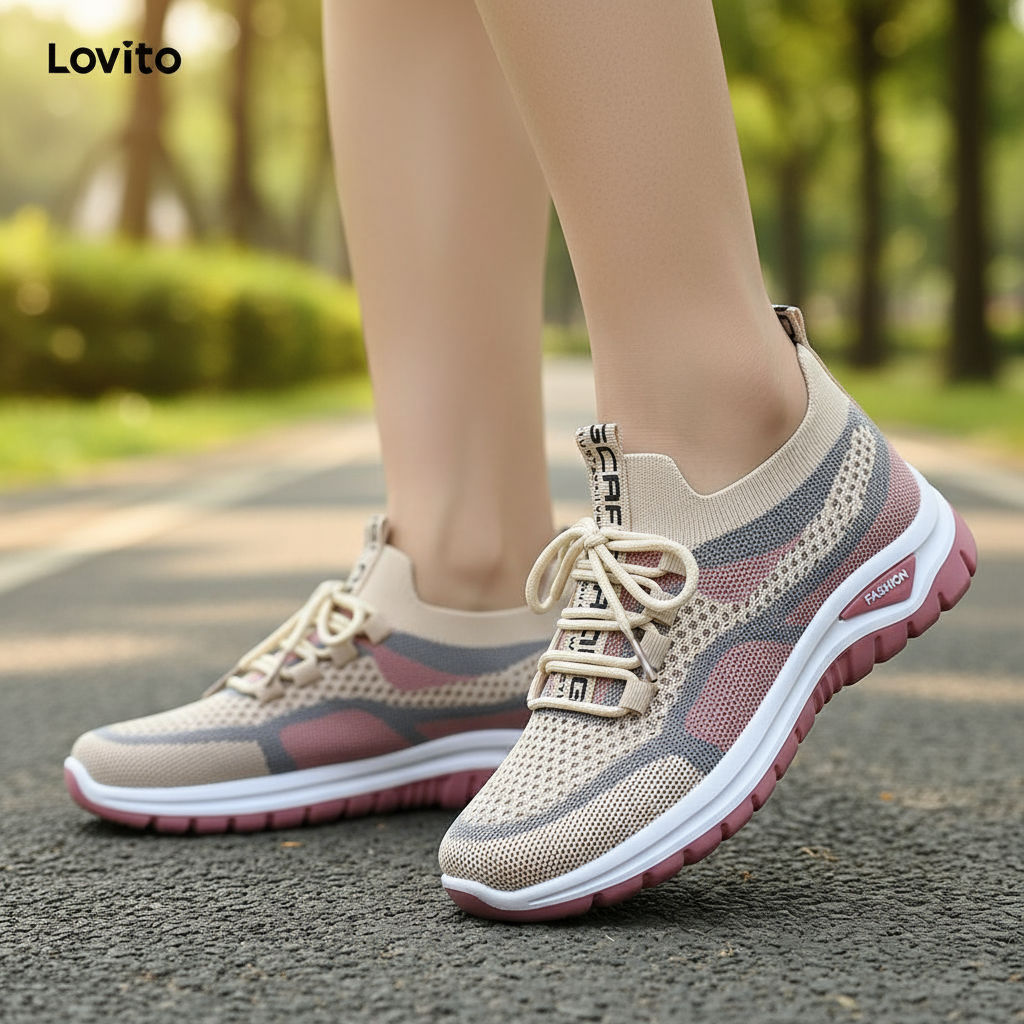 Lovito Women's Everyday Color Block Sneakers LFAS1061 em Oferta na Shopee