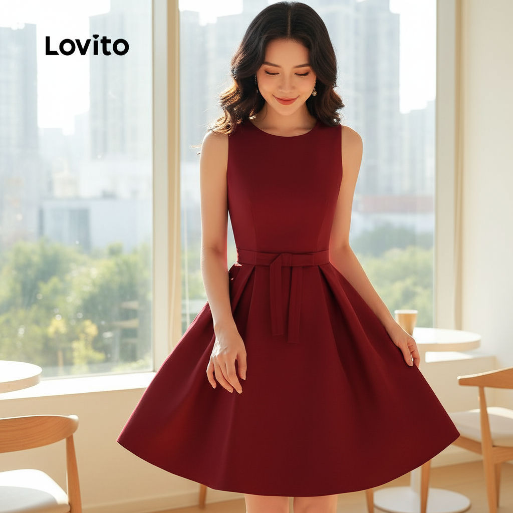 Lovito Vestido Sofisticado com Laço para Mulheres L157LD350 em Oferta na Shopee