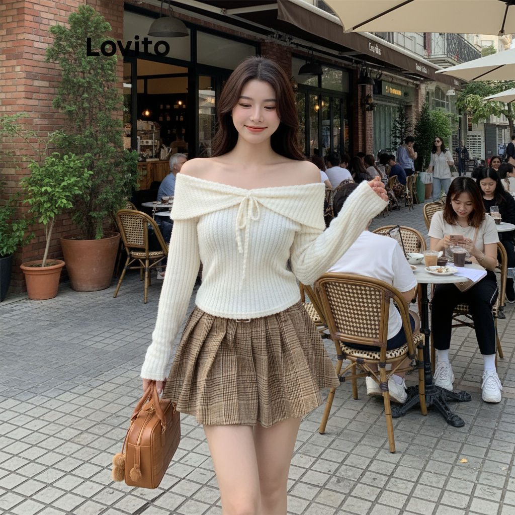 Lovito Suéter Feminino Casual Liso Com Laço L94AD053 em Oferta na Shopee