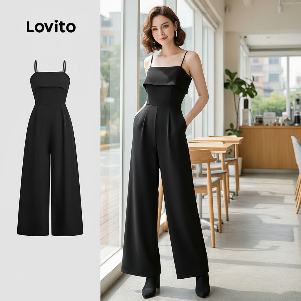 Macacão feminino duas peças com pernas amplas-JRB150P2D033 em Oferta na Shopee