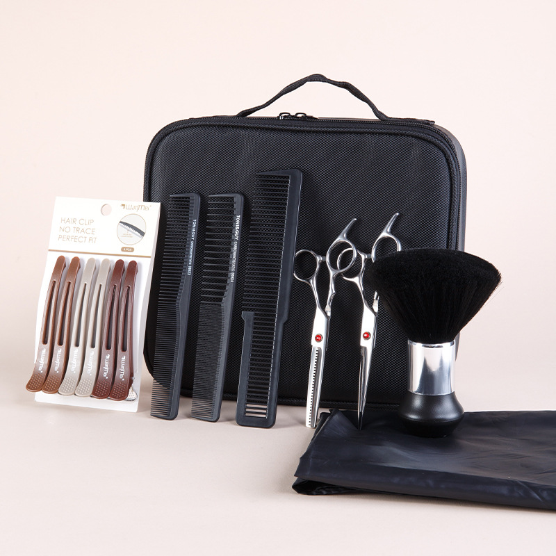 Kit Completo De Ferramentas De Barbeiro , Envoltório De Corte De Cabelo De Salão , Pente De Grampo Tesoura , Bolsa De Ar
