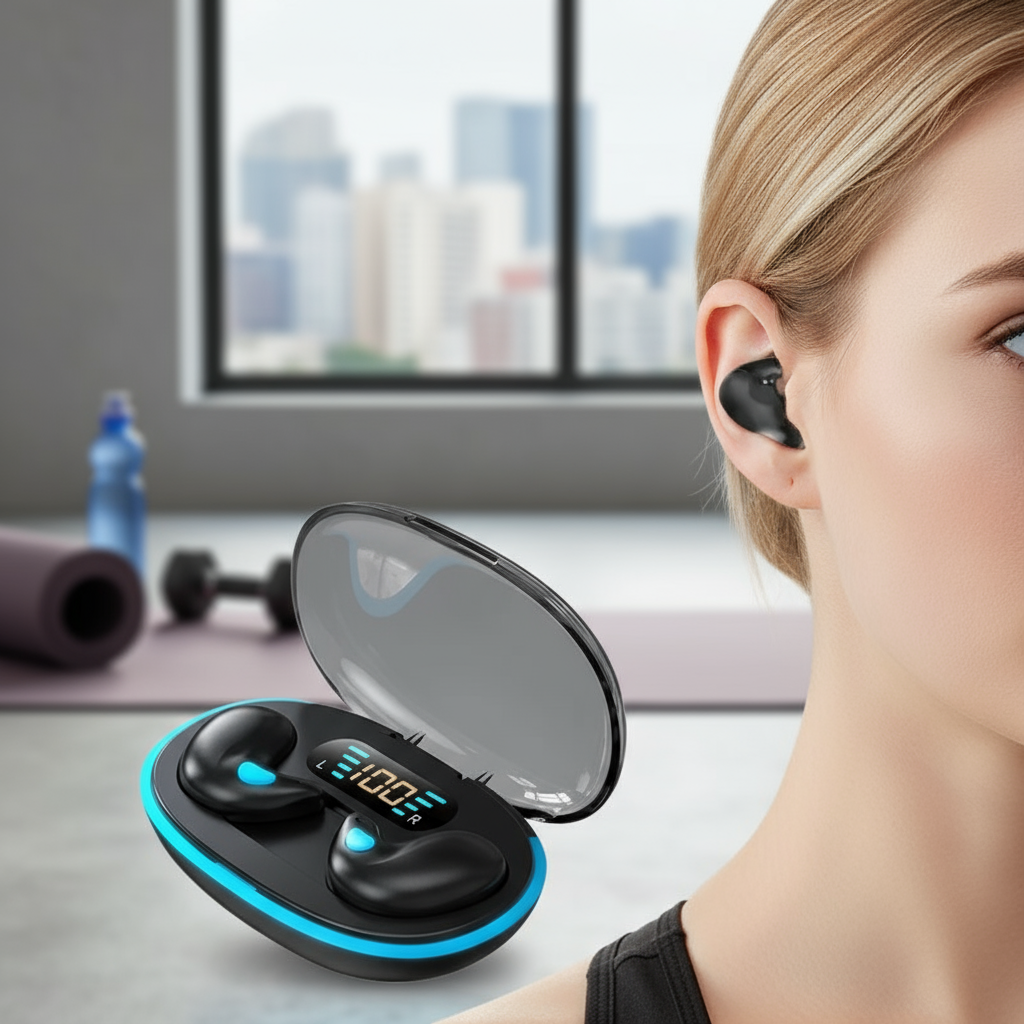  Fones de Ouvido Bluetooth Sem Fio X55 Mini Estéreo HIFI com Microfone para Jogos e Cancelamento de Ruído para Dormir