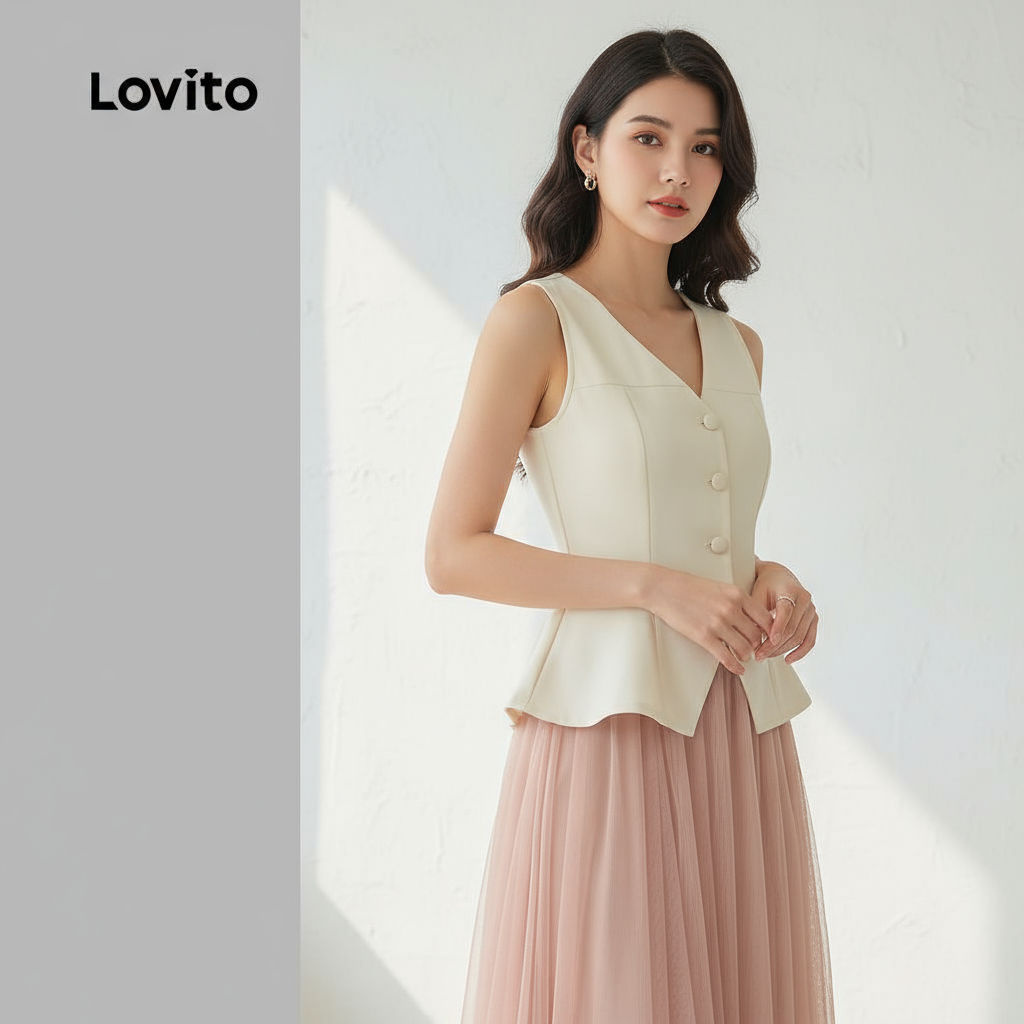 Lovito Camisa Feminina Sofisticada com Amarração nas Costas para Primavera/Verão L143ED565 em Oferta na Shopee