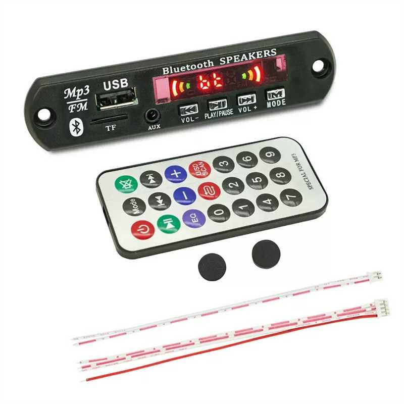 Placa Amplificadora Bluetooth 5.0, Módulo MP3, USB, TF, FM, Gravação, Áudio Automotivo免提