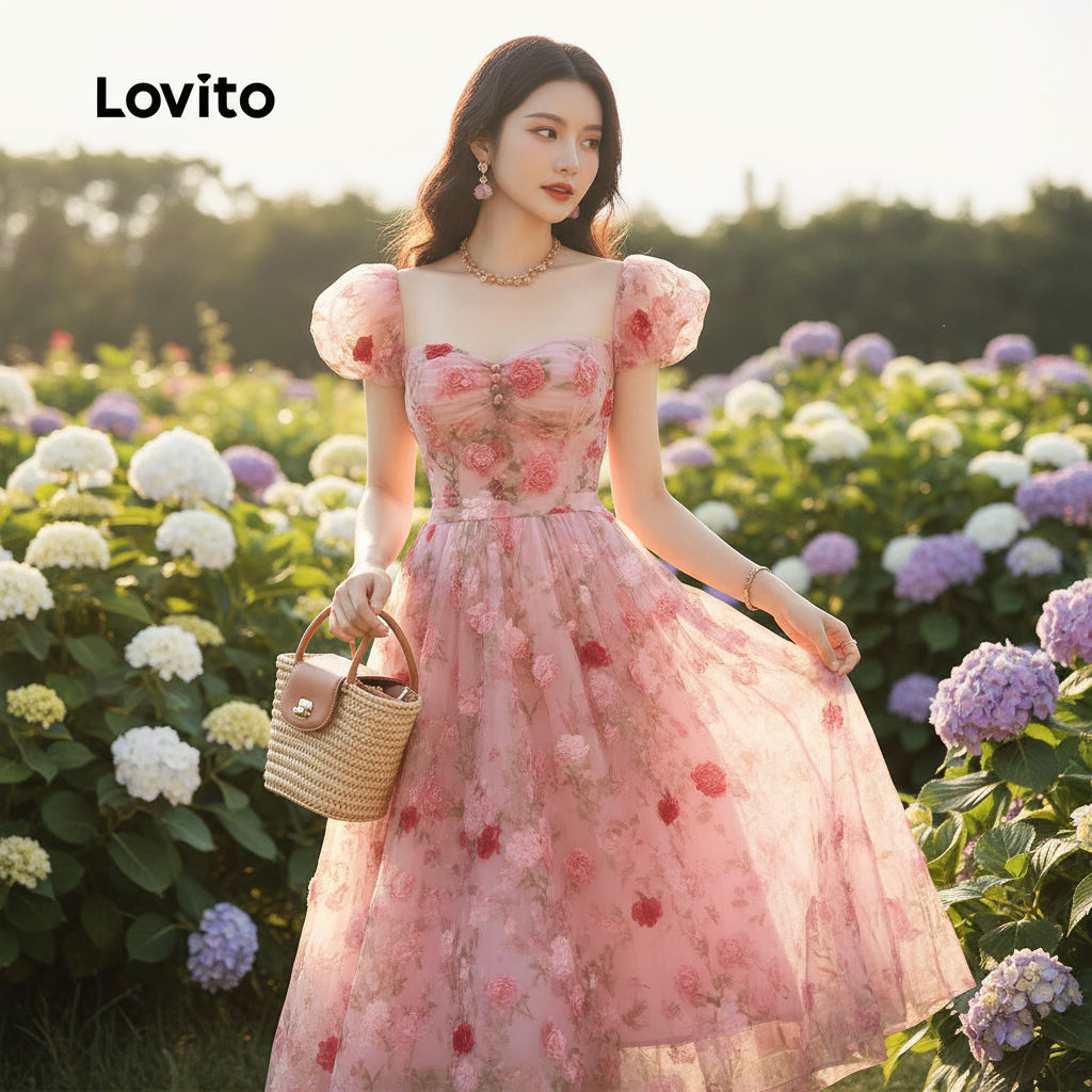 Lovito Vestido Feminino Elegante Primavera Verão L167LD041 em Oferta na Shopee