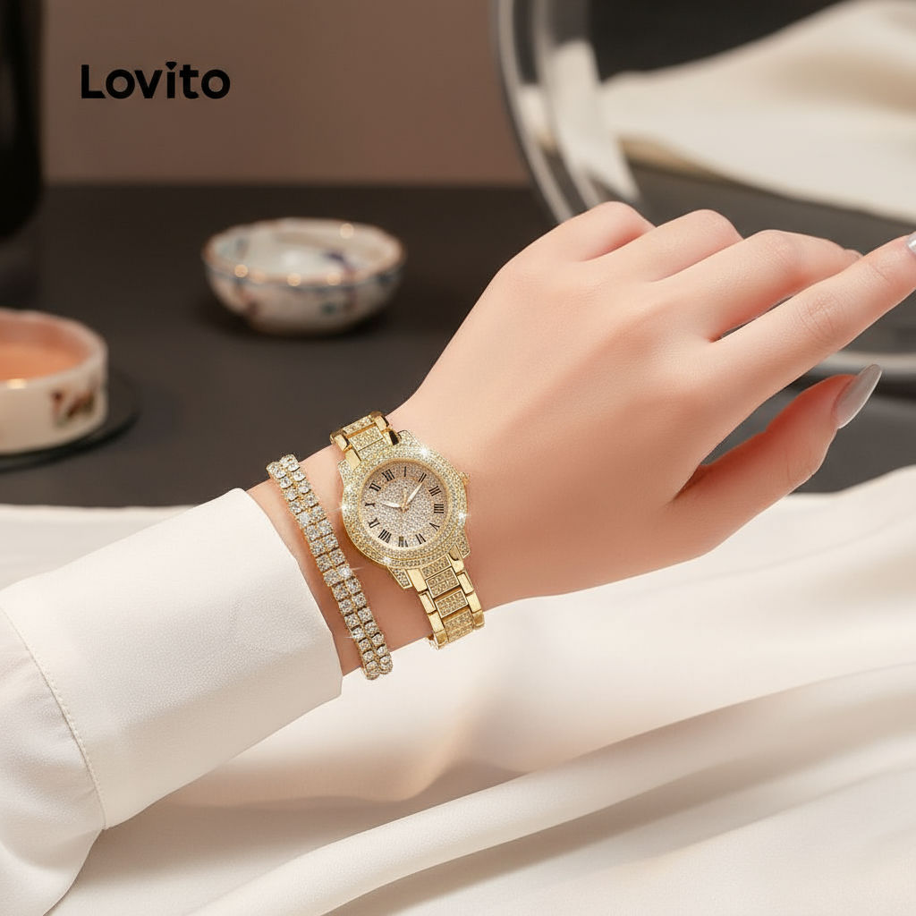 Relógio feminino de luxo, pulseira com diamantes, modelo Gypsophila, corrente de aço, mostrador pequeno em Oferta na Shopee