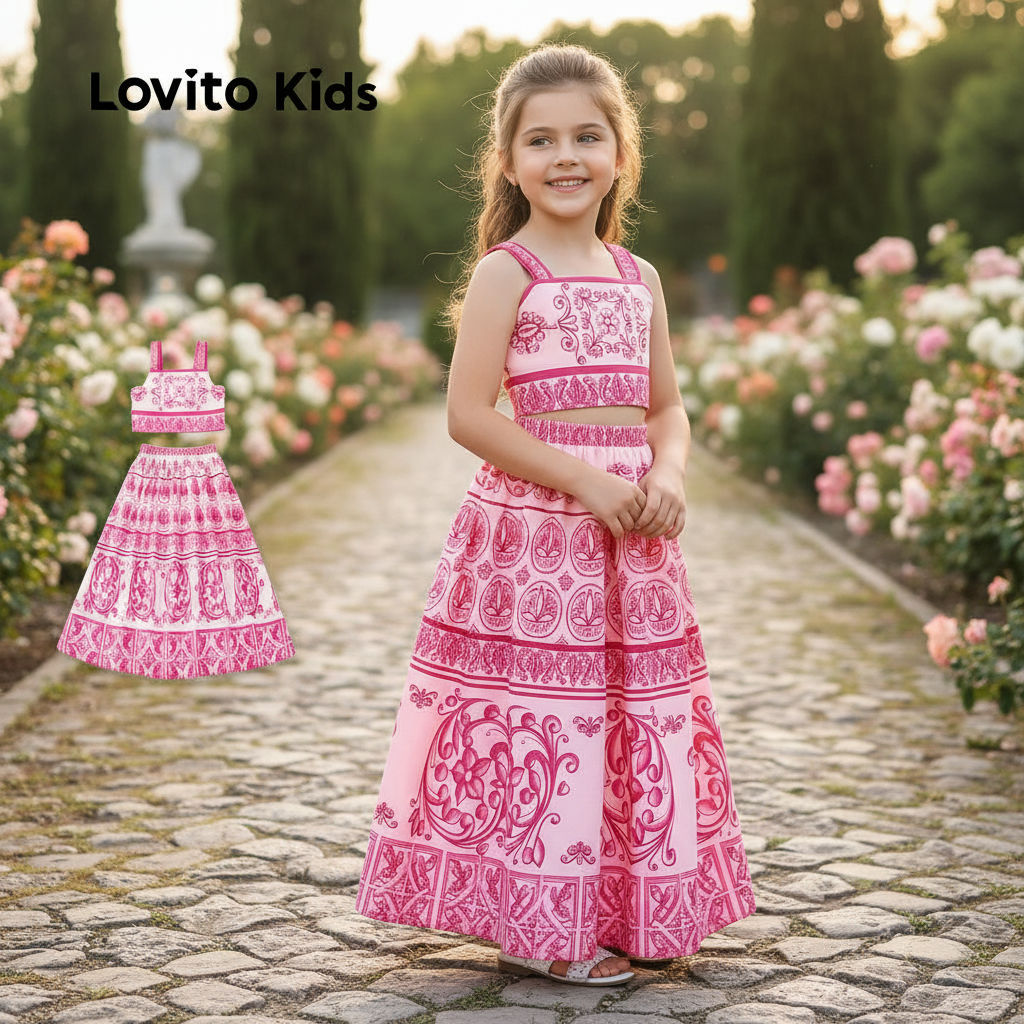 Lovito Kids Conjunto Saia Boho 2 Peças Kit 2 Saias Rosa Verão Primavera L162LD202 em Oferta na Shopee