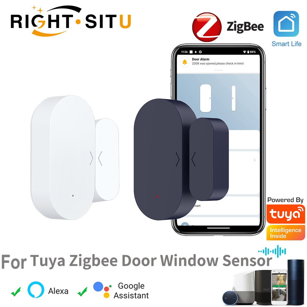 Sensor de Porta e Janela Zigbee 3.0 Alarme Antifurto Inteligente Proteção de Segurança Compatível com Tuya Smart Life