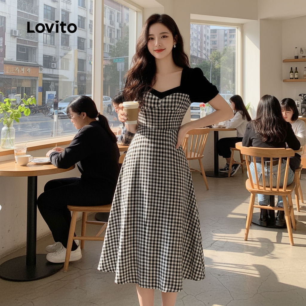 Lovito Vestido Sofisticado Colorido com Detalhes em Tecido para Mulheres Primavera/Verão L158ED977 em Oferta na Shopee