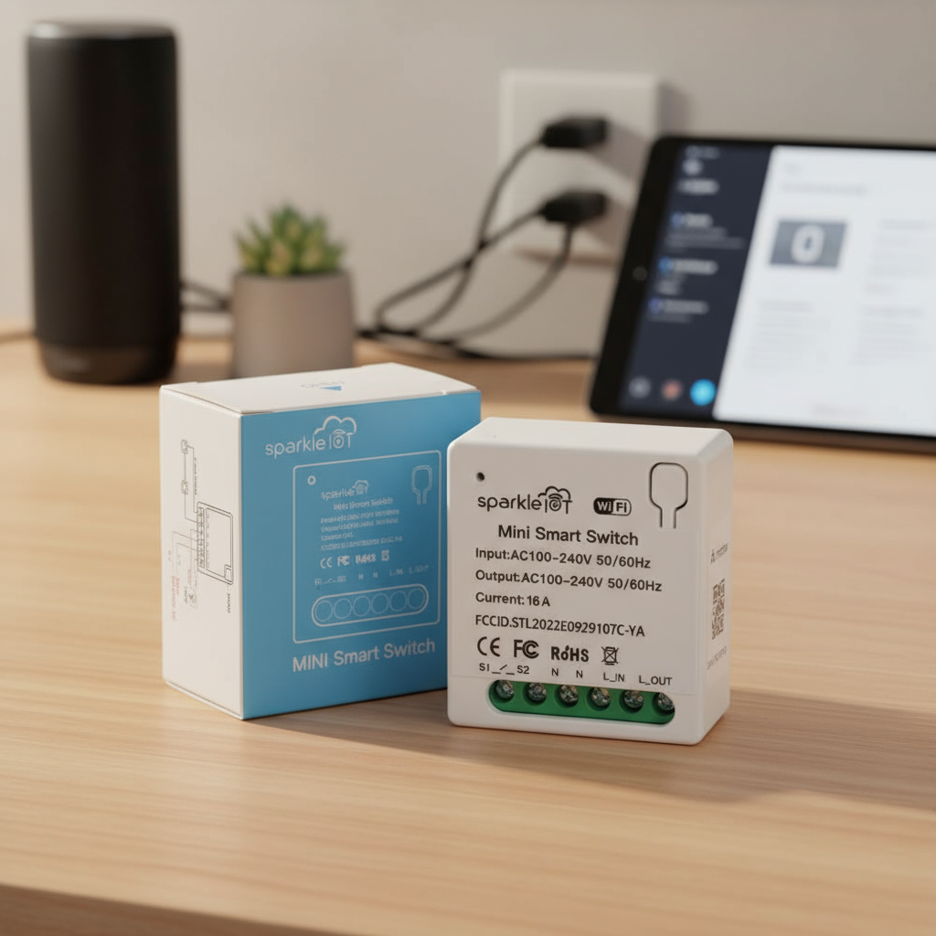 1pc Matter 16A WiFi mini Smart Switch Outlet funciona com controle remoto por passagem, controle duplo e timer.