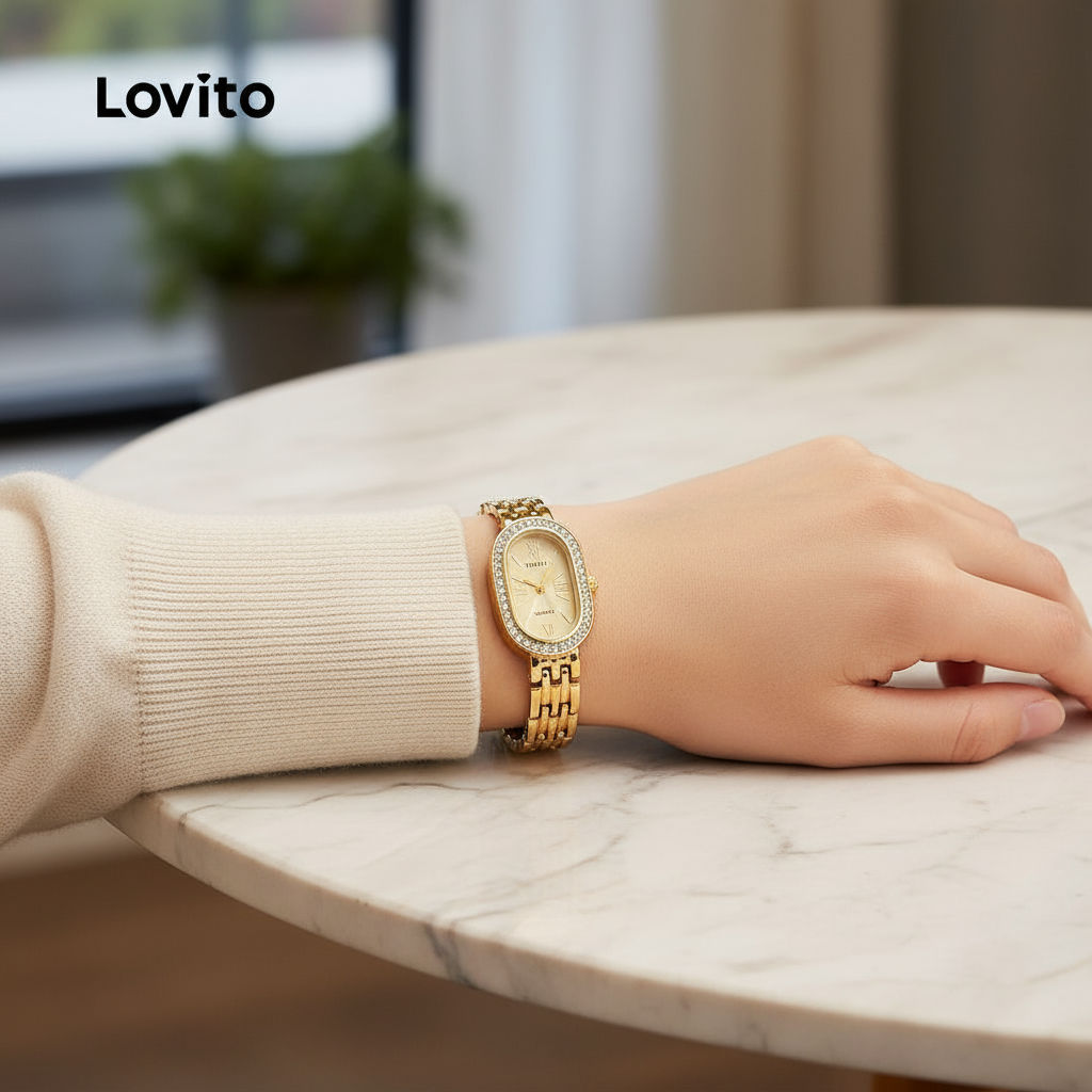 Lovito Relógio Elegante de Quartzo com Pedras Brilhantes LFA99128