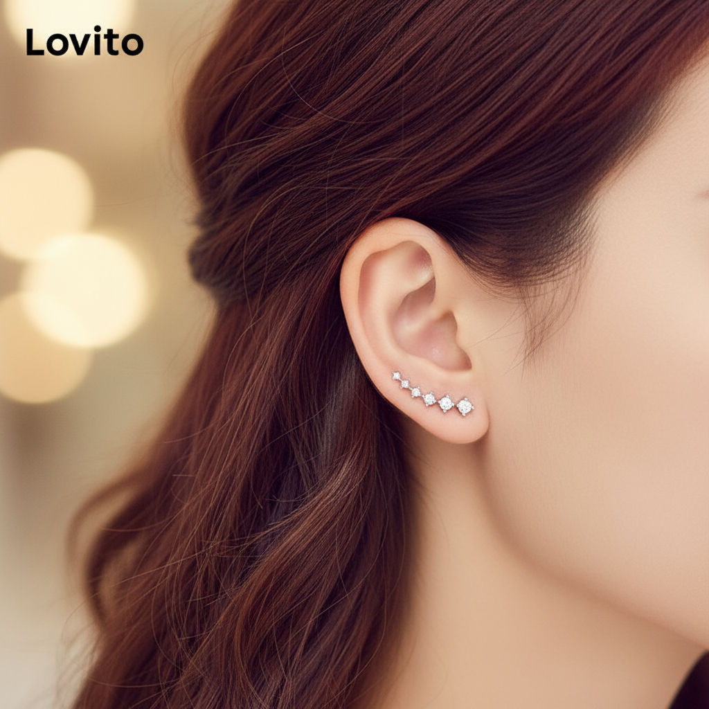 Lovito Refine Brincos de Strass Sofisticados para Mulheres LFA17218 em Oferta na Shopee