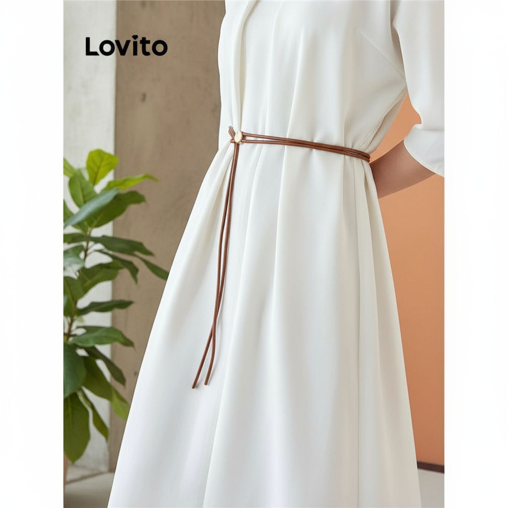 Lovito Saia feminina elegante com cinto estilo boêmio LFA70028 em Oferta na Shopee