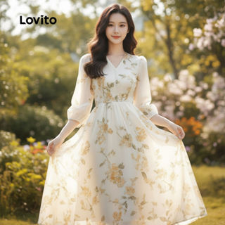 Lovito Vestido Feminino Casual Natal Zíper Toque Macio Primavera Verão L145LD078 em Oferta na Shopee