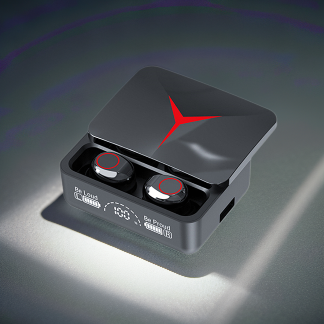 Fones de ouvido Bluetooth TWS, fones de jogo estéreo, fones esportivos de baixa latência com estojo de carregamento,