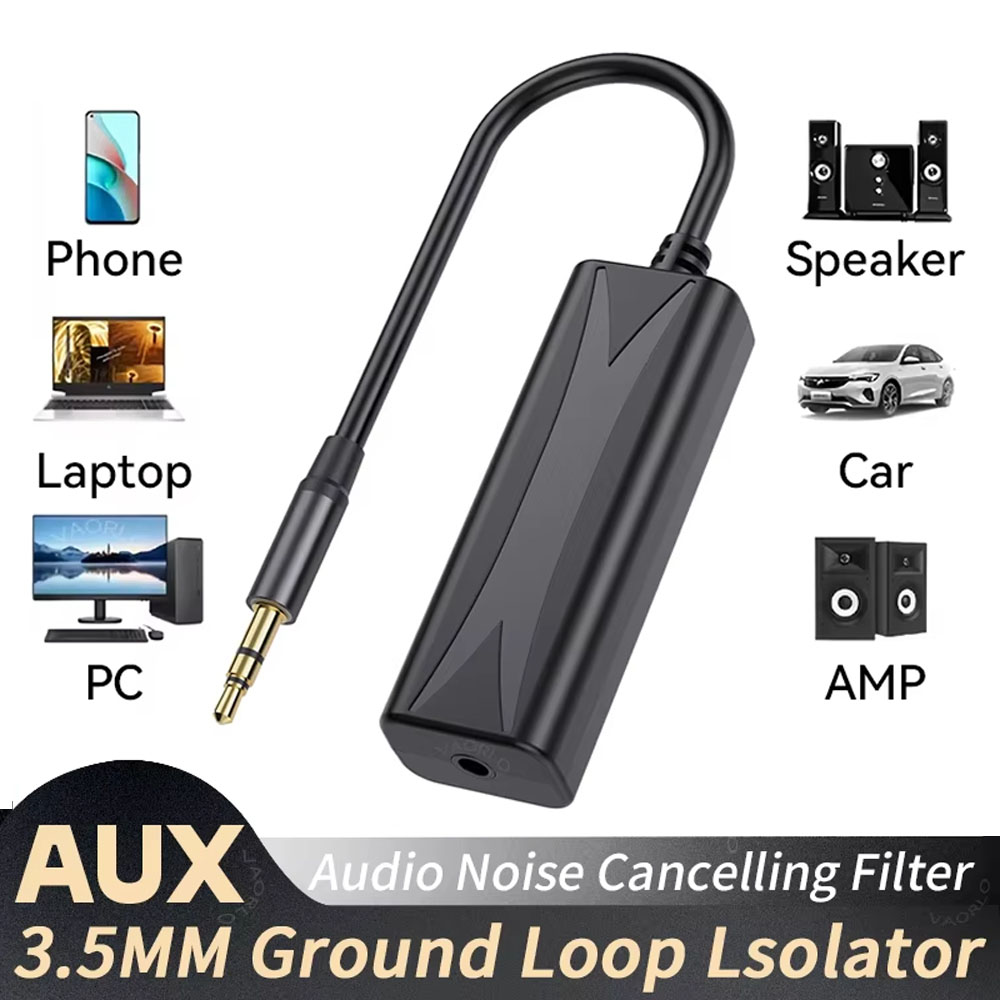 Filtro de Ruído de Áudio Auxiliar 3,5mm Isolador de Loop de Terra de Alta Resistência Amplificador Estéreo Automotivo