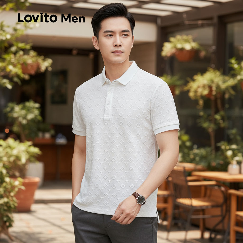 Lovito Camisa Polo Refinada Primavera Verão Branca Masculina LNE122135 em Oferta na Shopee