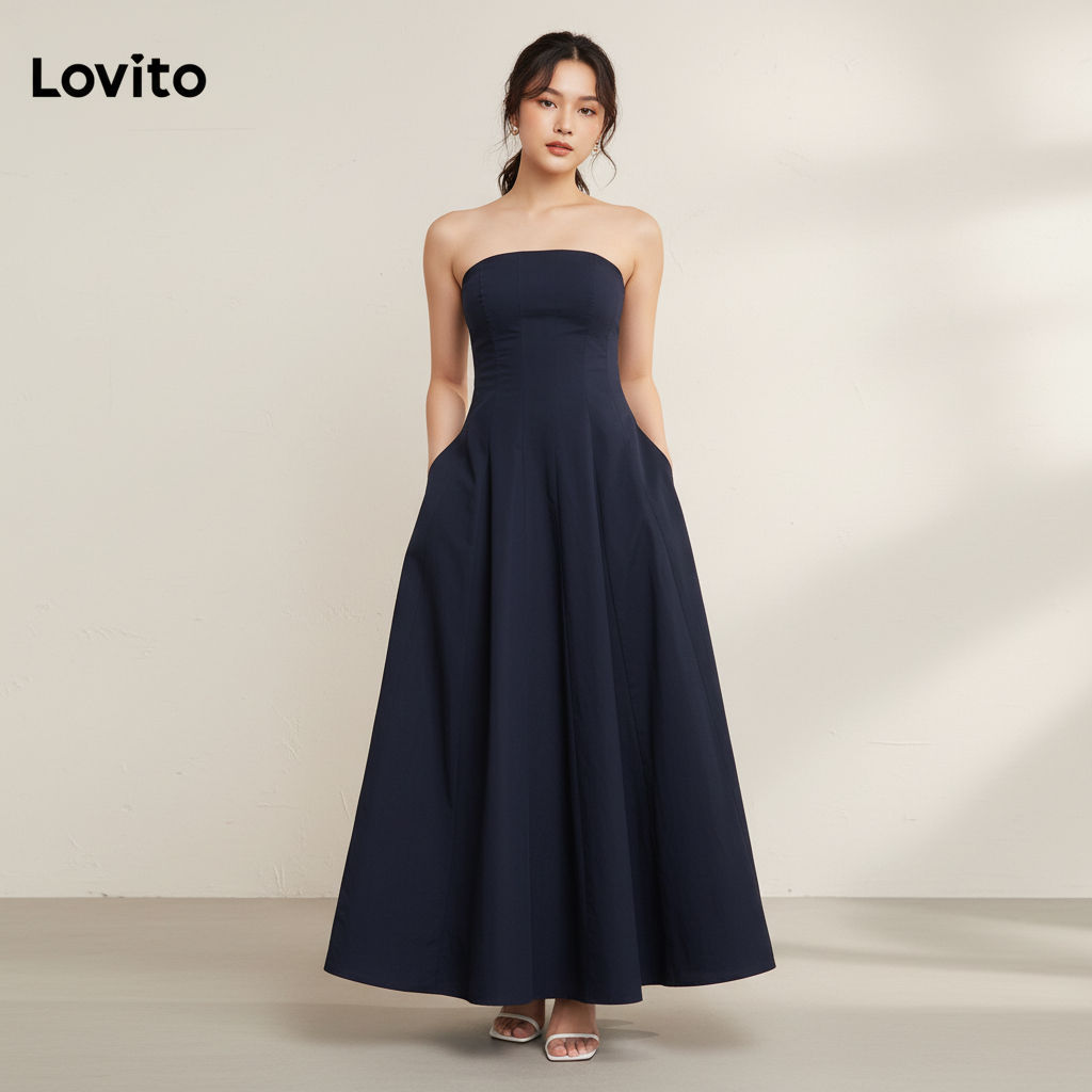 Lovito Vestido Feminino Sofisticado Com Modelagem Simples E Design Verão L112ED482 em Oferta na Shopee