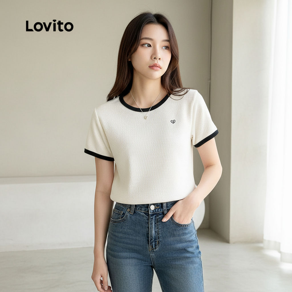 Lovito Blusa Casual Feminina Estampada Primavera/Verão Damasco L138ED110
