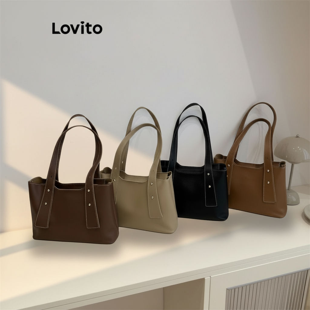 Lovito Sacola ombro feminina casual básica LFA57111 em Oferta na Shopee