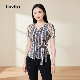 Lovito Férias Blusa Sofisticada Estilo Nacional Feminina Primavera Verão L143ED472