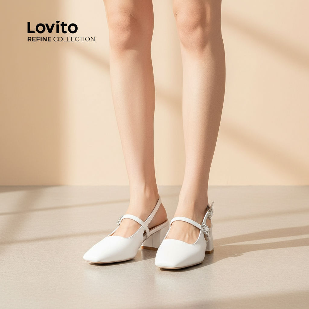 Lovito Saltos Elegantes para Mulheres Primavera Verão Branco LR14E407 em Oferta na Shopee