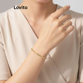 Lovito Elegante Pulseira Feminina Simples Aberta Versátil para Melhores Amigas LFA09649