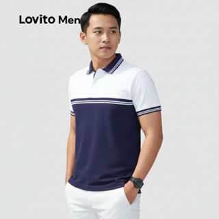 Lovito Polo Masculina Azul Escura Primavera Verão Casual LNE110040 em Oferta na Shopee