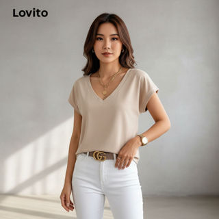 Lovito Blusa Feminina Lisa Decote V Toque Sofisticado LNL45109 (Multicolorida) em Oferta na Shopee