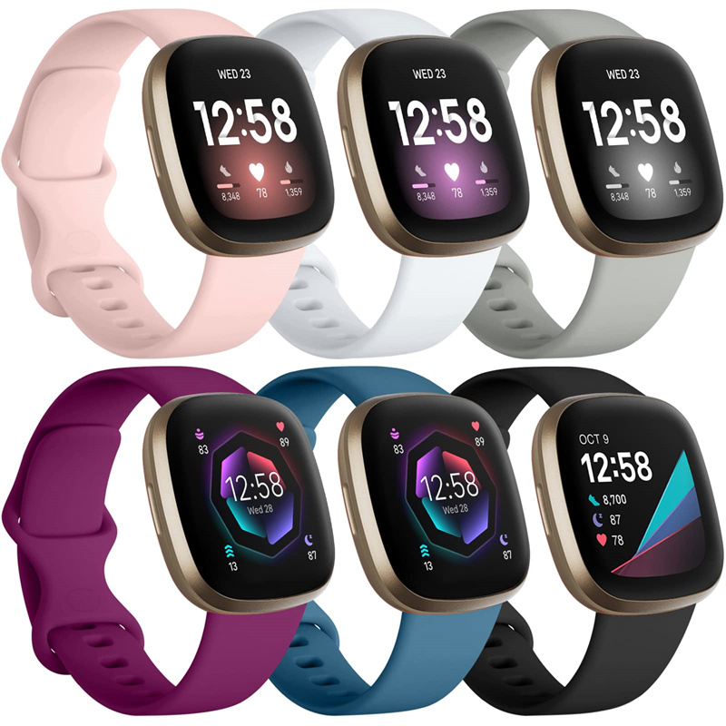 Pulseira de Relógio de Silicone para Fitbit Versa 3, pulseira esportiva para smartwatch, acessórios para Fitbit Sense e