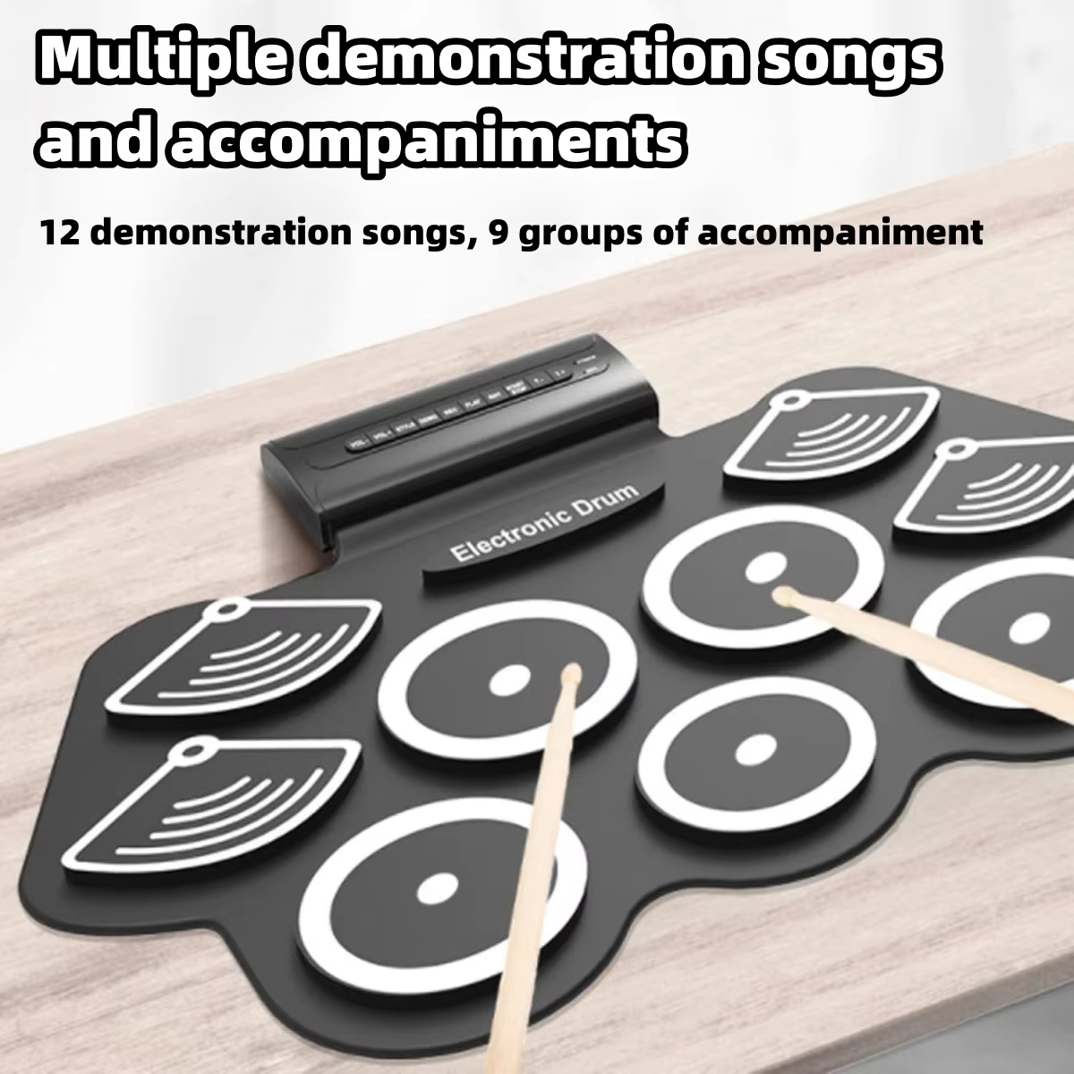 Kit De Bateria Eletrônica Miwayer 9-Drum Pad , Som Autêntico + Alto-Falantes 2X5W , Pedais/Varas De Conexão USB Para Prá