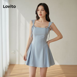 Lovito Vestido Sofisticado de Verão/Primavera com Laço Plissado para Mulheres L120ED1161 em Oferta na Shopee