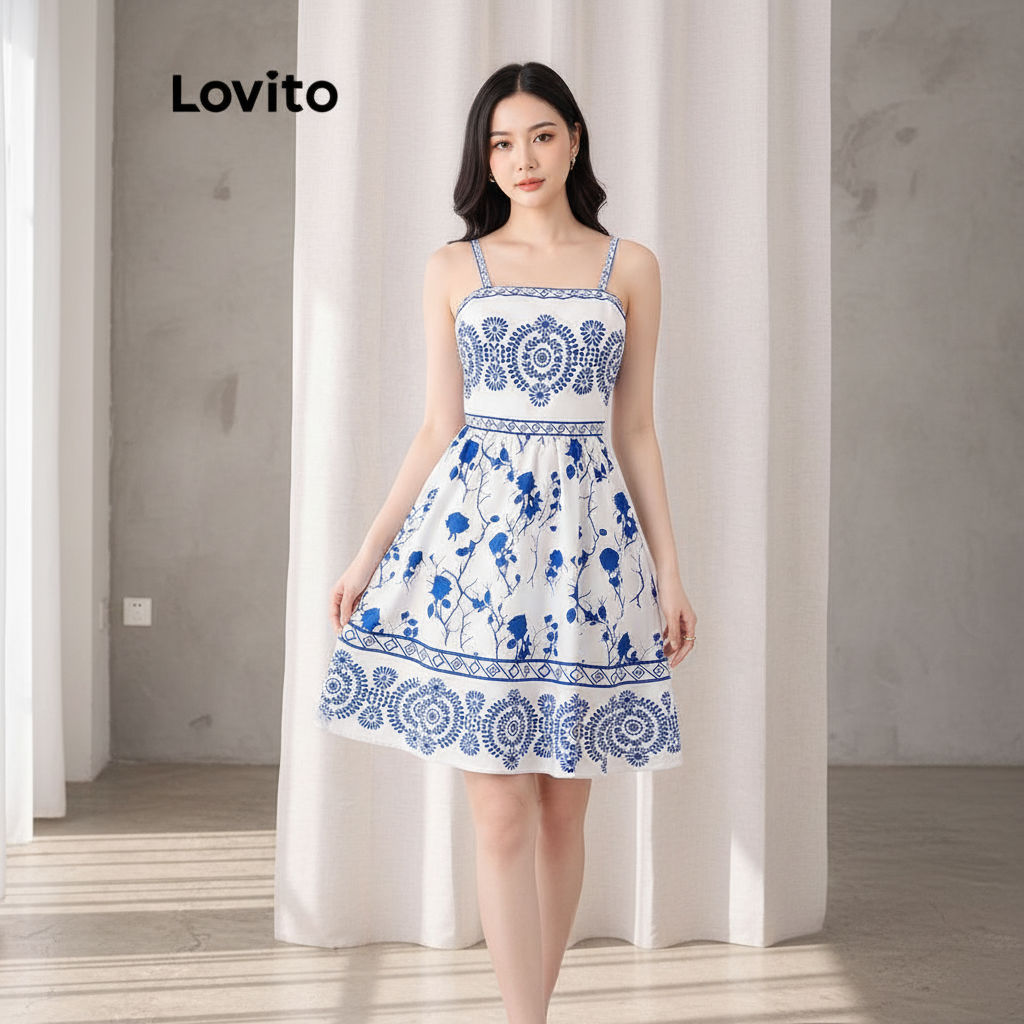 Lovito Refine Vestido Boho Flores Paisley Verão Primavera Feminino L105MD179 em Oferta na Shopee