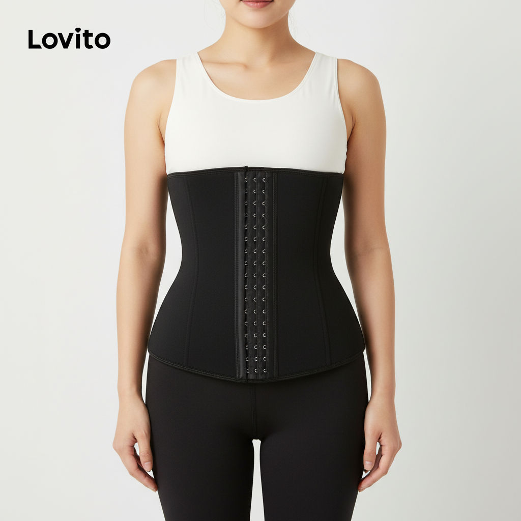 Lovito Modelador Casual Macio Com Zíper Para Mulheres LNE75060