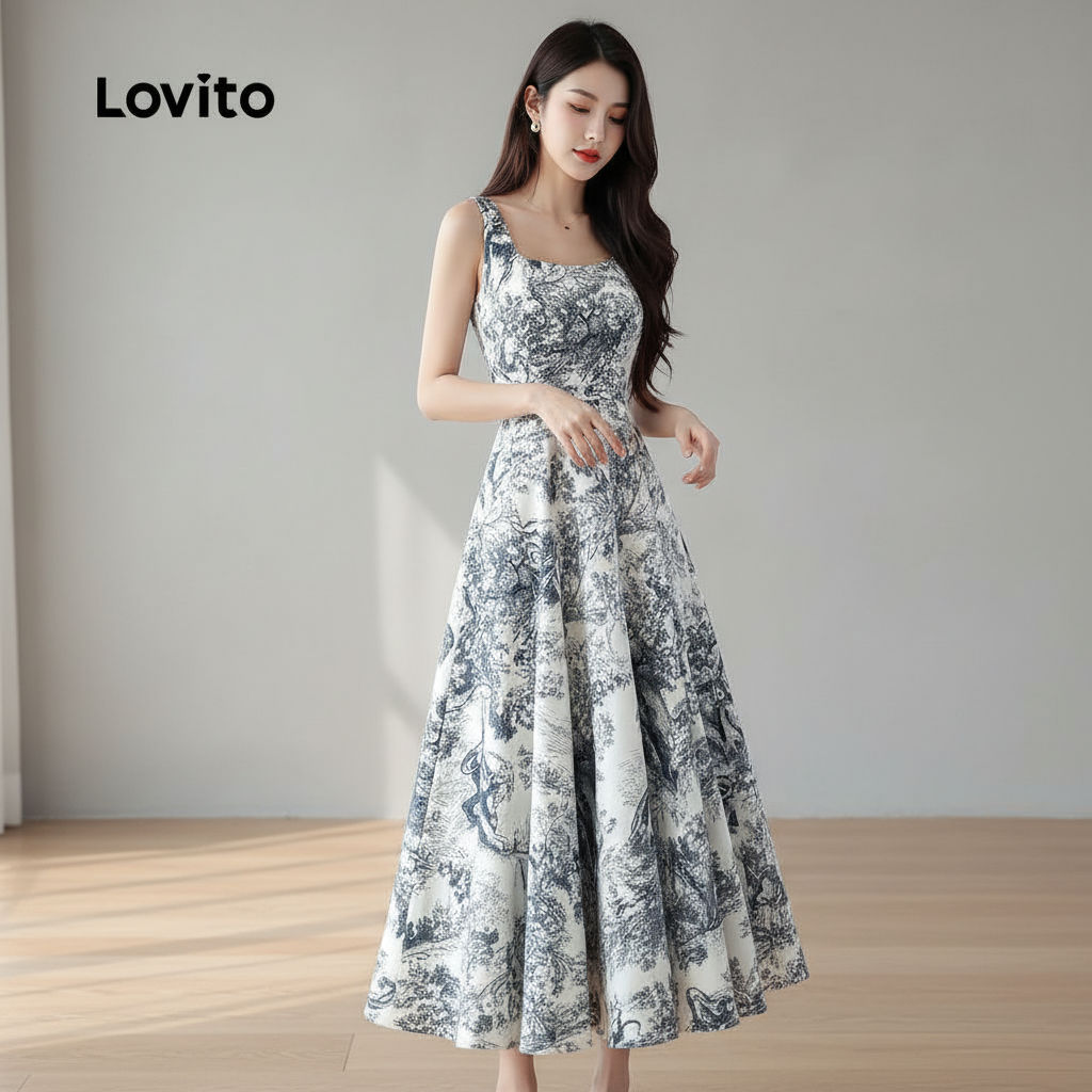 Lovito Vestido Sofisticado Textura Suave para Mulheres Primavera/Verão L137LD284 em Oferta na Shopee