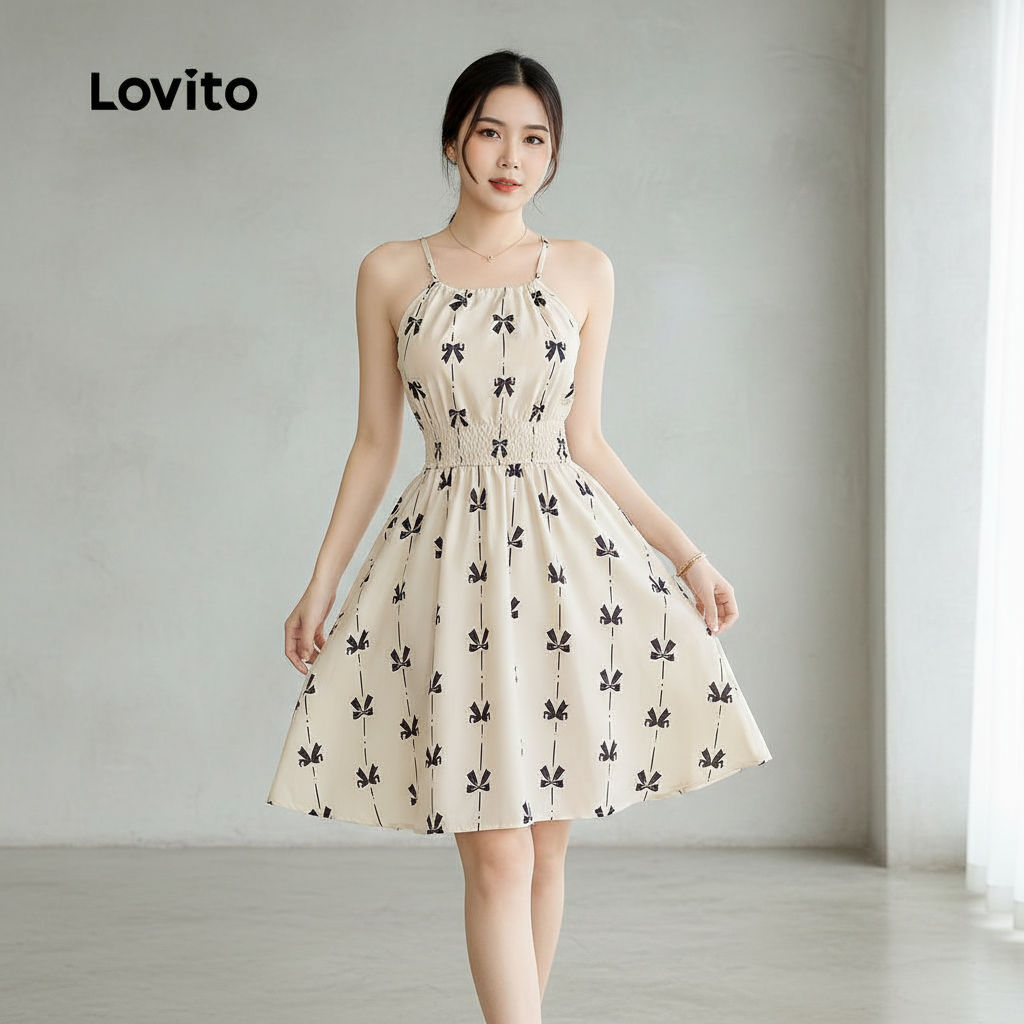 Lovito Refine Vestido de Verão com Laço para Mulheres L143ED144