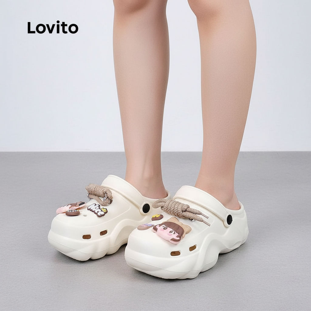 Lovito Sandália Feminina Casual Plana Eva Antiderrapante Para Mulheres LFA79002