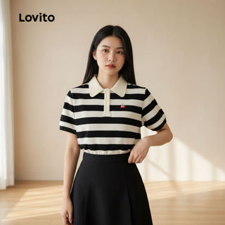 Lovito Refine Blusa Listrada Botões Feminina Casual LNE43269 em Oferta na Shopee