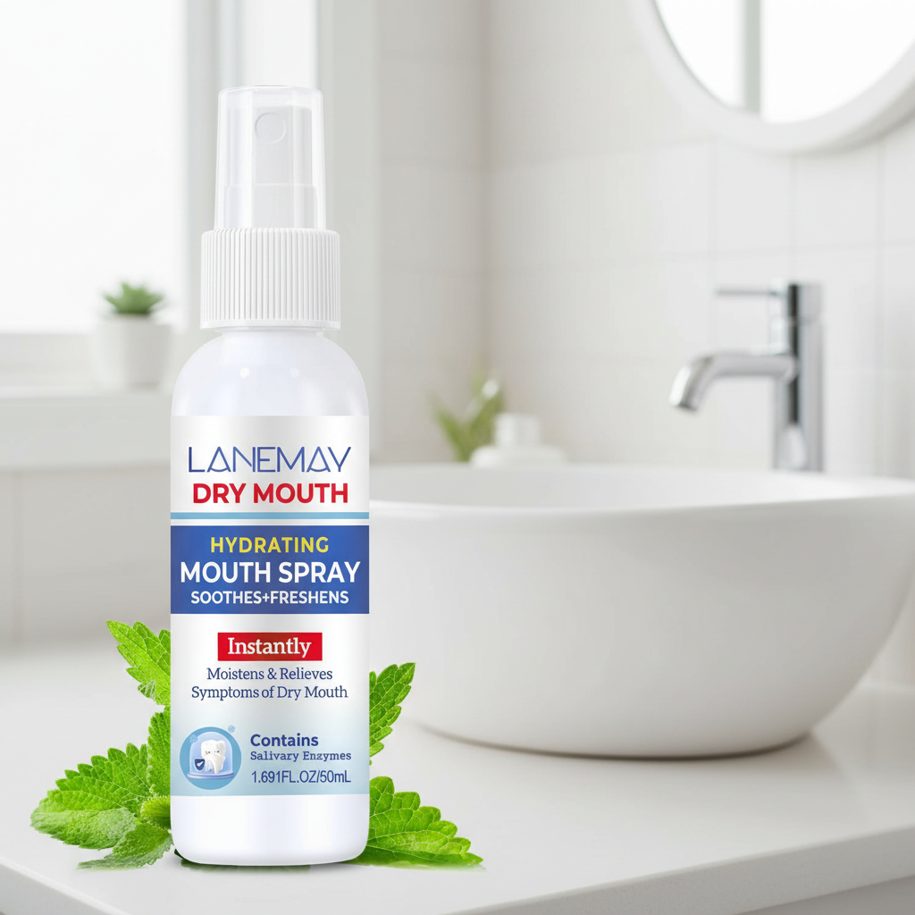 Spray de Alívio Rápido para Boca Seca 50ml, Fórmula Hidratante de Menta de Ação Rápida, Acalma e Hidrata a Cavidade