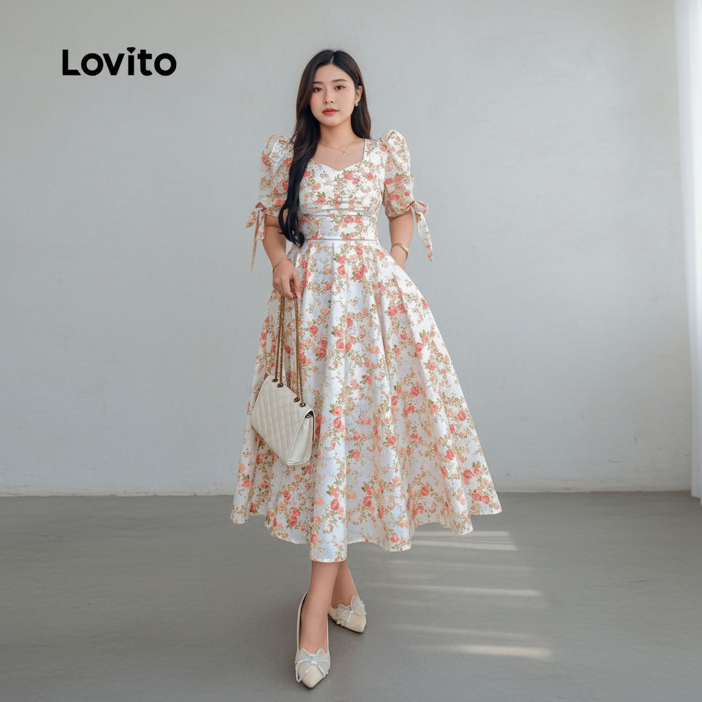 Lovito Vestido com Zíper Casual Feminino para Primavera Verão LK2LD320 em Oferta na Shopee