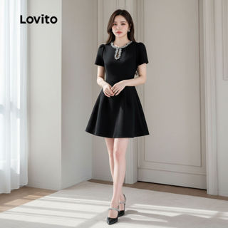 Lovito Refine Vestido Preto com Lantejoulas para Mulheres Primavera/Verão L165ED312 em Oferta na Shopee