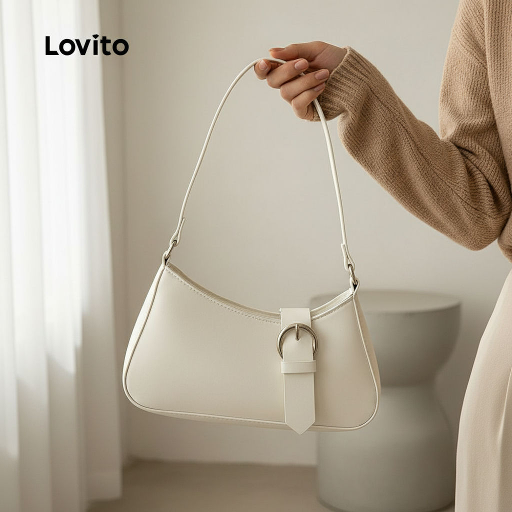 Lovito Bolsa Casual de ombro com fecho metálico para mulheres LFA74003 em Oferta na Shopee