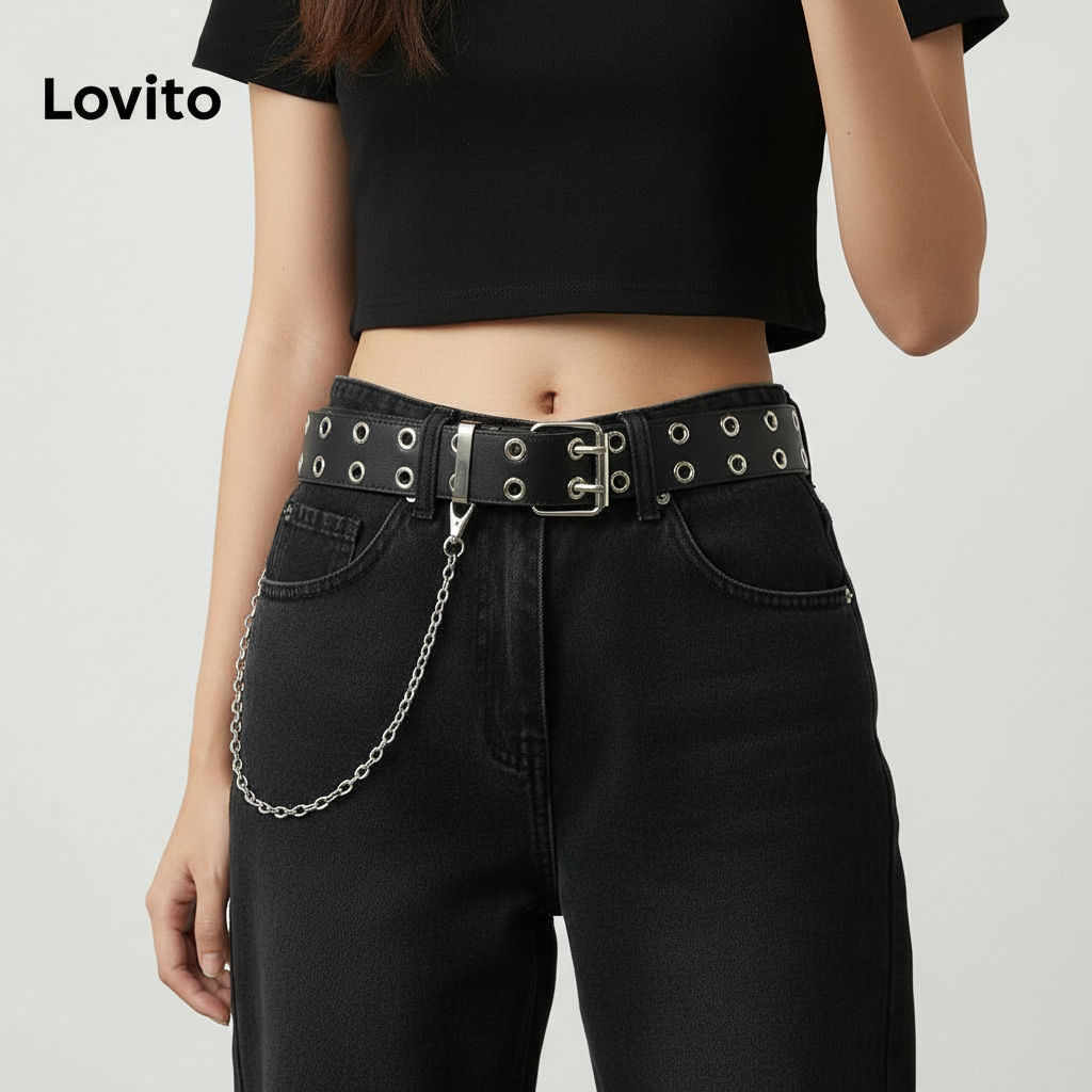 Lovito Cinto Fino de Corrente Feminino L60AD093 (Preto) em Oferta na Shopee