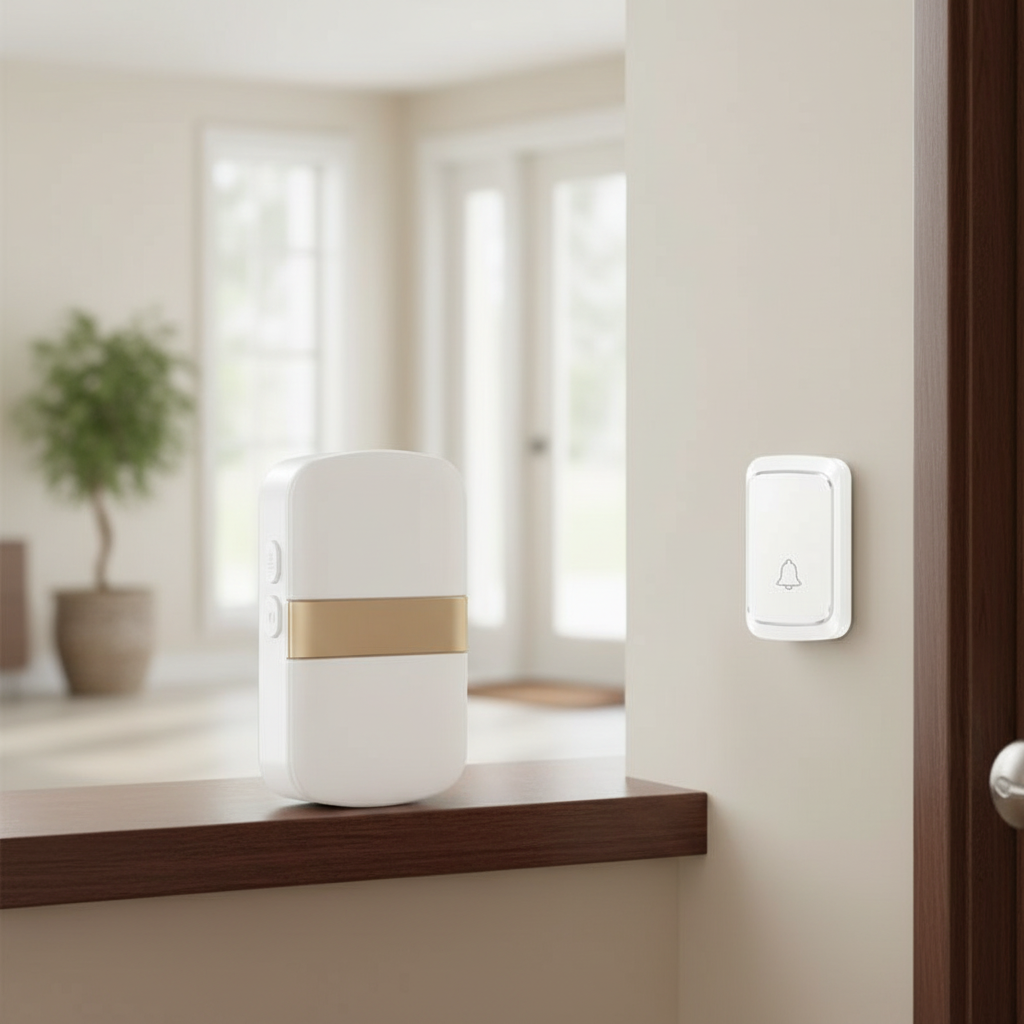 Campainha sem fio para casa com bateria, LED piscante, alcance de 1000FT, 1 botão e 1 unidade portátil, 60 toques, 5